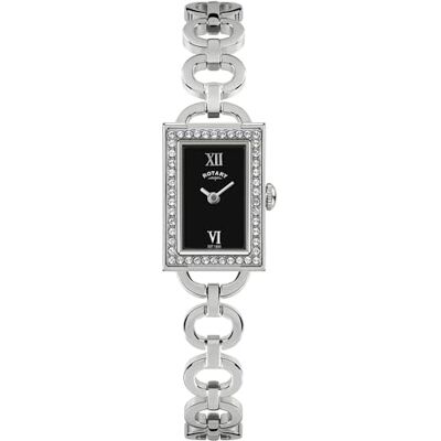 Rotary Montre bracelet en acier inoxydable pour femme avec pierre rectangulaire Rotary Montre bracelet en acier inoxydable pour femme avec pierre rectangulaire