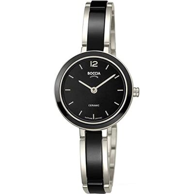 Boccia Montre à quartz analogique pour femme avec bracelet en titane 333-02, argenté Boccia Montre à quartz analogique pour femme avec bracelet en titane 333-02, argenté