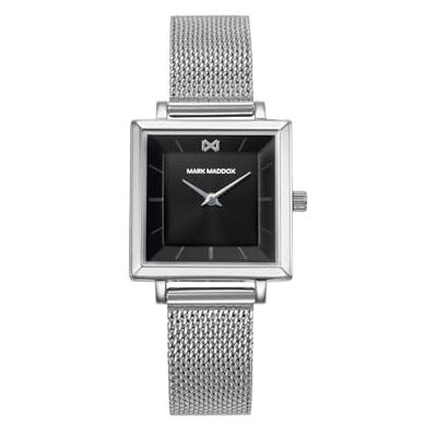 Mark Maddox Montre femme MM1027-57 Carré en acier avec maille milanaise et cadran noir Mark Maddox Montre femme MM1027-57 Carré en acier avec maille milanaise et cadran noir