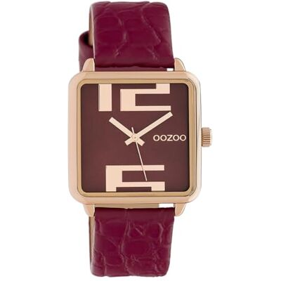 Oozoo C10368 Montre carrée pour femme avec bracelet en cuir Rouge/rouge 28 x 28 mm, Doré/rouge., bracelet Oozoo C10368 Montre carrée pour femme avec bracelet en cuir Rouge/rouge 28 x 28 mm, Doré/rouge., bracelet
