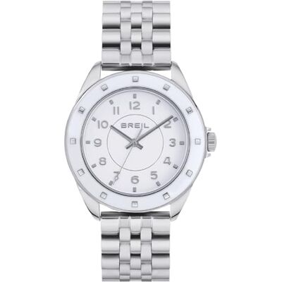 BREIL Montre collection Hyper Cadran analogique Mouvement Temps uniquement Quartz 3H et bracelet en acier pour femme, argenté, Taglia Unica, Moderne, décontracté BREIL Montre collection Hyper Cadran analogique Mouvement Temps uniquement Quartz 3H et bracelet en acier pour femme, argenté, Taglia Unica, Moderne, décontracté