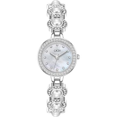 Alienwork GEDI Montre Femme Petit Bracelet Métal, 25mm/Argent/Blanc/Bracelet Métal Argent Alienwork GEDI Montre Femme Petit Bracelet Métal, 25mm/Argent/Blanc/Bracelet Métal Argent