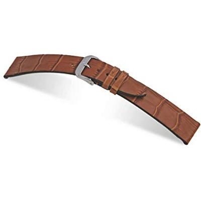 RIOS1931 Bracelet de montre pour homme Miami Mod. 35, couleur alligator gaufré, largeur 18 mm, longueur 114/82 mm, couleur cognac, marron, lanière RIOS1931 Bracelet de montre pour homme Miami Mod. 35, couleur alligator gaufré, largeur 18 mm, longueur 114/82 mm, couleur cognac, marron, lanière