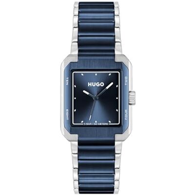 HUGO Montre à quartz à trois aiguilles pour homme #Thrive Collection analogique avec bracelet en acier inoxydable, bleu, Bracelet HUGO Montre à quartz à trois aiguilles pour homme #Thrive Collection analogique avec bracelet en acier inoxydable, bleu, Bracelet