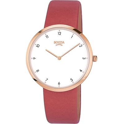 Boccia Montre analogique à quartz pour femme avec bracelet en cuir véritable 3309-05, rouge, Einheitsgröße, bracelet Boccia Montre analogique à quartz pour femme avec bracelet en cuir véritable 3309-05, rouge, Einheitsgröße, bracelet