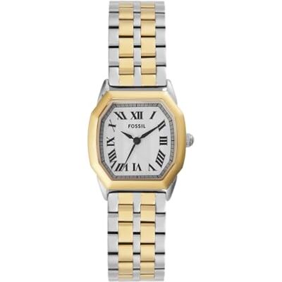Fossil Montre Harlow pour femme, mouvement à quartz trois aiguilles avec bracelet en acier inoxydable ou en cuir, Ton or et argent, 27 mm Fossil Montre Harlow pour femme, mouvement à quartz trois aiguilles avec bracelet en acier inoxydable ou en cuir, Ton or et argent, 27 mm