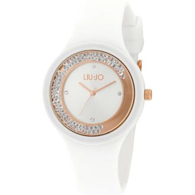 Liu Jo TLJ1419 Montre à quartz analogique pour femme avec bracelet en silicone, Or rose blanc, Bracelet Liu Jo TLJ1419 Montre à quartz analogique pour femme avec bracelet en silicone, Or rose blanc, Bracelet