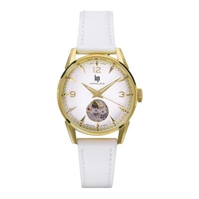 Lip Himalaya 33 Automatique Cœur Battant Montre Femme Acier Doré Cuir Blanc 671690 Lip Himalaya 33 Automatique Cœur Battant Montre Femme Acier Doré Cuir Blanc 671690