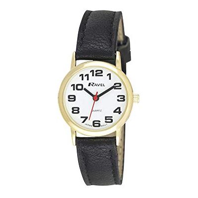 Ravel Montre Bracelet Femme Facile à Lire avec de Gros Chiffres Cadran Blanc/Ton Or/Noir Ravel Montre Bracelet Femme Facile à Lire avec de Gros Chiffres Cadran Blanc/Ton Or/Noir