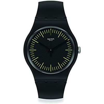Swatch Orologio BLACKNYELLOW 41mm Originals New Gent SUOB184, sangle Swatch Orologio BLACKNYELLOW 41mm Originals New Gent SUOB184, sangle