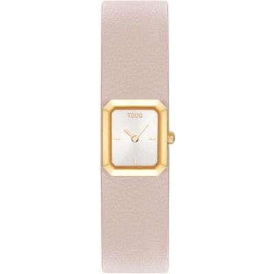 TOUS Montre analogique avec bracelet en cuir rose et acier doré Karat Emerald Mini Ref 3000151200 TOUS Montre analogique avec bracelet en cuir rose et acier doré Karat Emerald Mini Ref 3000151200