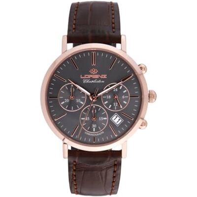 Lorenz Charleston 030273DD Montre classique à quartz pour homme Chronographe avec bracelet en cuir marron Lorenz Charleston 030273DD Montre classique à quartz pour homme Chronographe avec bracelet en cuir marron