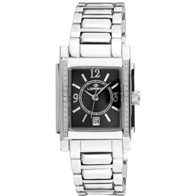 Lorenz Diva Square 030256EE Montre à quartz pour femme avec boîtier en acier rectangulaire avec diamants, argent, Moderne Lorenz Diva Square 030256EE Montre à quartz pour femme avec boîtier en acier rectangulaire avec diamants, argent, Moderne