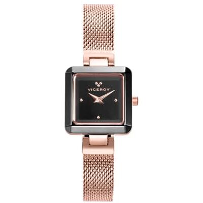 Viceroy 401182-57, Montre pour femme en céramique, style décontracté, boîtier acier et céramique, cadran noir, maille en acier rose, étanche 30 m, Noir , Bracelet Viceroy 401182-57, Montre pour femme en céramique, style décontracté, boîtier acier et céramique, cadran noir, maille en acier rose, étanche 30 m, Noir , Bracelet