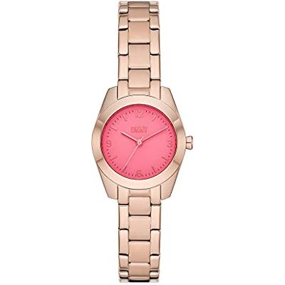 DKNY Nolita Montre pour Femme, Mouvement à quartz avec bracelet en acier inoxydable, cuir ou silicone, Ton or rose et rose, 26MM DKNY Nolita Montre pour Femme, Mouvement à quartz avec bracelet en acier inoxydable, cuir ou silicone, Ton or rose et rose, 26MM