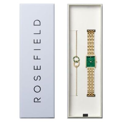 Rosefield Coffret Cadeau Femme Montre Octagon Émeraude Doré + Bracelet Duo Rosefield Coffret Cadeau Femme Montre Octagon Émeraude Doré + Bracelet Duo