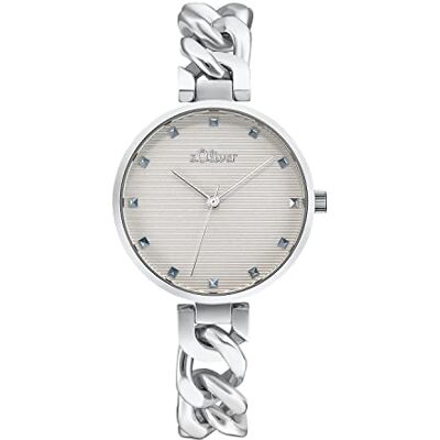 s.Oliver Montre analogique à quartz pour femme avec bracelet en acier inoxydable, couleur argent, étanche jusqu'à 3 bars, livrée dans un coffret cadeau, 2033521 s.Oliver Montre analogique à quartz pour femme avec bracelet en acier inoxydable, couleur argent, étanche jusqu'à 3 bars, livrée dans un coffret cadeau, 2033521