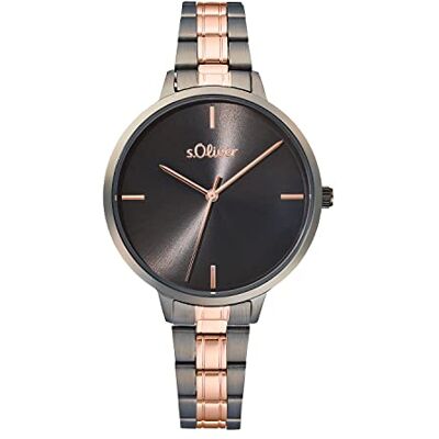 s.Oliver Montre analogique à quartz pour femme avec bracelet en acier inoxydable, bicolore, étanche jusqu'à 3 bars, livrée dans un coffret cadeau, 2033514 s.Oliver Montre analogique à quartz pour femme avec bracelet en acier inoxydable, bicolore, étanche jusqu'à 3 bars, livrée dans un coffret cadeau, 2033514