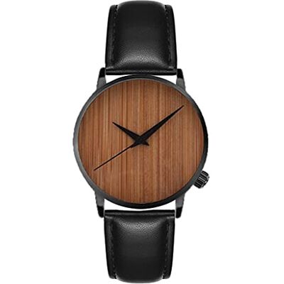 INGRAX Montres Montre Simple pour Hommes Mode décontractée Montres en Bois Bracelet en Cuir Marron pour Hommes Montre Ronde Cadran en Bois Montres pour Hommes, Black, sangle INGRAX Montres Montre Simple pour Hommes Mode décontractée Montres en Bois Bracelet en Cuir Marron pour Hommes Montre Ronde Cadran en Bois Montres pour Hommes, Black, sangle