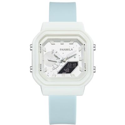 Alienwork Montre numérique pour enfants garçons filles multifonction résistante à l'eau étanche, Blanc/blanc/bleu/bracelet en silicone bleu Alienwork Montre numérique pour enfants garçons filles multifonction résistante à l'eau étanche, Blanc/blanc/bleu/bracelet en silicone bleu