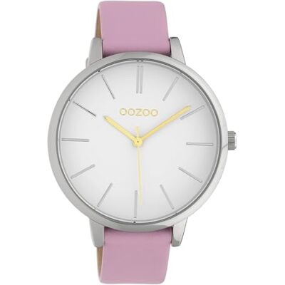 Oozoo Montre pour femme avec bracelet en cuir 42 mm Colours of Summer C10180 Cadran blanc, Argenté/blanc, lanière Oozoo Montre pour femme avec bracelet en cuir 42 mm Colours of Summer C10180 Cadran blanc, Argenté/blanc, lanière