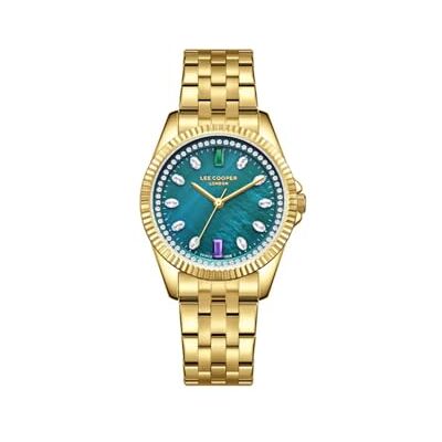 Lee Cooper Montre analogique pour femme avec cadran vert-LC08033.170, Vert, Vert Lee Cooper Montre analogique pour femme avec cadran vert-LC08033.170, Vert, Vert