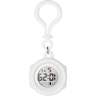 JewelryWe Montre de poche en silicone avec mousqueton : montre analogique à quartz pour femme avec étui en silicone amovible FOB Clip sur montre pour médecins infirmières, Montre numérique Blanc JewelryWe Montre de poche en silicone avec mousqueton : montre analogique à quartz pour femme avec étui en silicone amovible FOB Clip sur montre pour médecins infirmières, Montre numérique Blanc