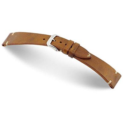 RIOS1931 Bedford Mod. 159 Bracelet de montre pour homme, en cuir véritable, vintage, largeur 20 mm, longueur 114/82 mm, couleur cognac, marron, Cuir vintage RIOS1931 Bedford Mod. 159 Bracelet de montre pour homme, en cuir véritable, vintage, largeur 20 mm, longueur 114/82 mm, couleur cognac, marron, Cuir vintage