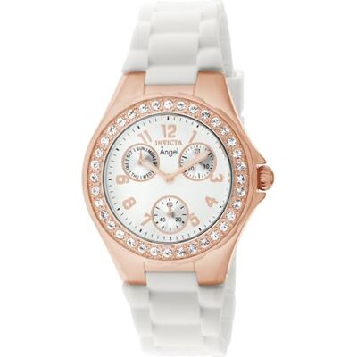 Invicta Angel Montre à quartz en acier inoxydable pour femme 38 mm, Or rose/blanc, Medium, TFV8 Invicta Angel Montre à quartz en acier inoxydable pour femme 38 mm, Or rose/blanc, Medium, TFV8