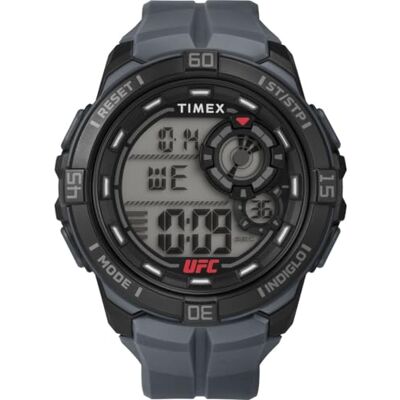 Timex Montre pour homme UFC Rush 52 mm Bracelet gris, cadran digital, boitier noir TW5M59300 Timex Montre pour homme UFC Rush 52 mm Bracelet gris, cadran digital, boitier noir TW5M59300