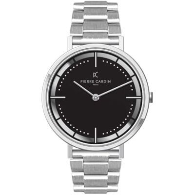 Pierre Cardin Montre Homme Analogique Quartz Belleville Park, Argent/Noir/Argent, bracelet Pierre Cardin Montre Homme Analogique Quartz Belleville Park, Argent/Noir/Argent, bracelet