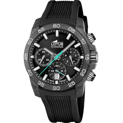 Lotus Montre Homme 18974/3 Chrono boîtier en Fibre de carbone Noir bracelet en Caoutchouc Noir Lotus Montre Homme 18974/3 Chrono boîtier en Fibre de carbone Noir bracelet en Caoutchouc Noir
