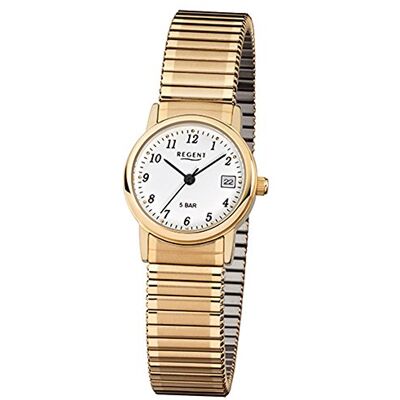 REGENT Montre pour femme 76104599 Classique Avec cordon de serrage Plaqué or, Bracelet REGENT Montre pour femme 76104599 Classique Avec cordon de serrage Plaqué or, Bracelet