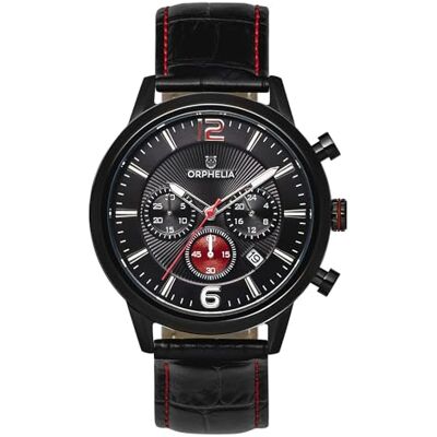 Orphelia Montre Homme Chronographe Tempo, Noir/Noir, sangle Orphelia Montre Homme Chronographe Tempo, Noir/Noir, sangle