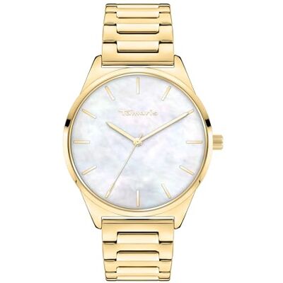 Tamaris montre pour femme Grande, Sportive-Élégante montre-bracelet 38mm, Band en acier inoxydable, Zirkoniasteine, MOP/Perlmutt, argent, Rold, Or rose, 3 ATM Wasserdicht Tamaris montre pour femme Grande, Sportive-Élégante montre-bracelet 38mm, Band en acier inoxydable, Zirkoniasteine, MOP/Perlmutt, argent, Rold, Or rose, 3 ATM Wasserdicht