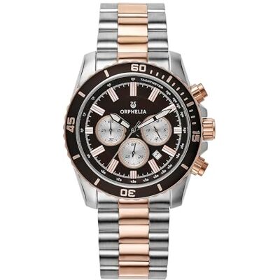 Orphelia Montre Homme Quartz Chronographe New wave Bracelet en Acier inoxydable, Argent/Or Rose, Bracelet Orphelia Montre Homme Quartz Chronographe New wave Bracelet en Acier inoxydable, Argent/Or Rose, Bracelet