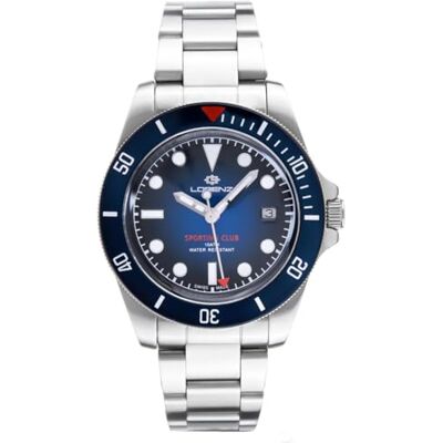 Lorenz Sporting Club 090019BB Montre de sport pour homme Montre à quartz suisse en acier Plongeur jusqu'à 100 mètres Lorenz Sporting Club 090019BB Montre de sport pour homme Montre à quartz suisse en acier Plongeur jusqu'à 100 mètres