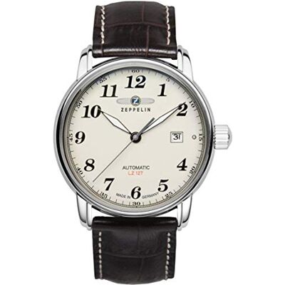 Zeppelin Montre Homme Analogique Automatique avec Bracelet en Cuir – 7656-5, Beige/Marron, taille unique, Moderne Zeppelin Montre Homme Analogique Automatique avec Bracelet en Cuir – 7656-5, Beige/Marron, taille unique, Moderne