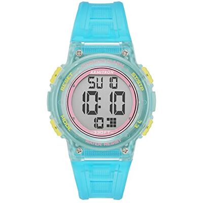 Armitron 45/7086 Montre de sport à chronographe numérique, avec bracelet en résine, pour femme, Bleu translucide Armitron 45/7086 Montre de sport à chronographe numérique, avec bracelet en résine, pour femme, Bleu translucide