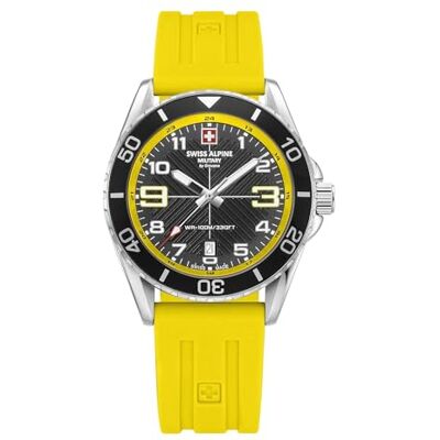 Alpine Montre Homme Quartz Analogique Silicone 7029.1, Acier/Silicone/Sw-jaune 1838sam, Sangle Alpine Montre Homme Quartz Analogique Silicone 7029.1, Acier/Silicone/Sw-jaune 1838sam, Sangle