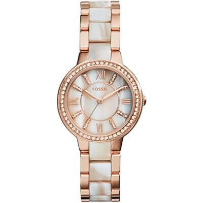 Fossil Virginia Montre pour femmes, mouvement à quartz, bracelet en acier inoxydable ou en cuir Fossil Virginia Montre pour femmes, mouvement à quartz, bracelet en acier inoxydable ou en cuir