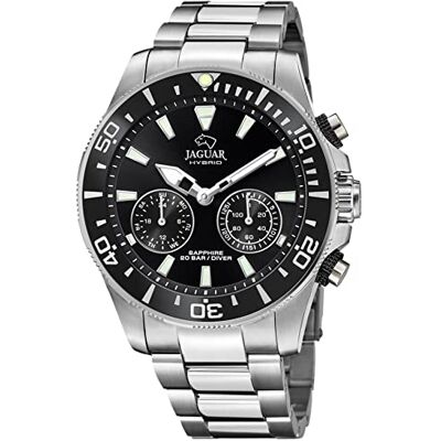 JAGUAR Montre modèle J888/2 de la collection Connected, boîtier de 45,7 mm noir avec bracelet en acier pour homme, Unique, Bracelet JAGUAR Montre modèle J888/2 de la collection Connected, boîtier de 45,7 mm noir avec bracelet en acier pour homme, Unique, Bracelet
