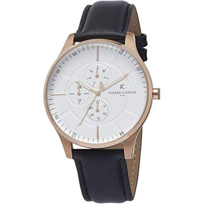 Pierre Cardin Montre Homme Multi-Cadrans Quartz La Gloire Nouvelle, Noir/Blanc, sangle Pierre Cardin Montre Homme Multi-Cadrans Quartz La Gloire Nouvelle, Noir/Blanc, sangle