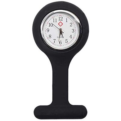 TRIXES Horloge infirmière en Silicone avec Broche – Montre de Poche Noir, Noir, Classic TRIXES Horloge infirmière en Silicone avec Broche – Montre de Poche Noir, Noir, Classic