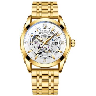 JewelryWe Montre automatique pour homme : marqueurs de diamant mécaniques à remontage automatique, réserve de marche de 36 heures, aiguilles lumineuses, étanche à 3 ATM, bracelet en acier inoxydable JewelryWe Montre automatique pour homme : marqueurs de diamant mécaniques à remontage automatique, réserve de marche de 36 heures, aiguilles lumineuses, étanche à 3 ATM, bracelet en acier inoxydable