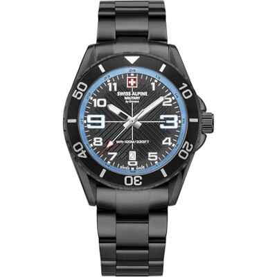 Alpine Montre à quartz analogique en acier inoxydable 7029.1 pour homme, Sw/Sw/Sw-Bleu clair 1171sam, Bracelet Alpine Montre à quartz analogique en acier inoxydable 7029.1 pour homme, Sw/Sw/Sw-Bleu clair 1171sam, Bracelet