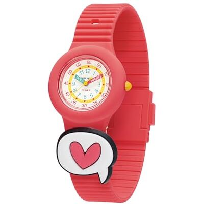 HIP HOP Montre HWU1317 pour enfants PintaSTIC! cadran multicolore blanc mouvement seulement temps 3 aiguilles quartz et bracelet silicone coral HIP HOP Montre HWU1317 pour enfants PintaSTIC! cadran multicolore blanc mouvement seulement temps 3 aiguilles quartz et bracelet silicone coral