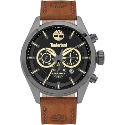 Timberland Ashmont Montre pour homme en cuir 46 mm, Noir, lanière Timberland Ashmont Montre pour homme en cuir 46 mm, Noir, lanière