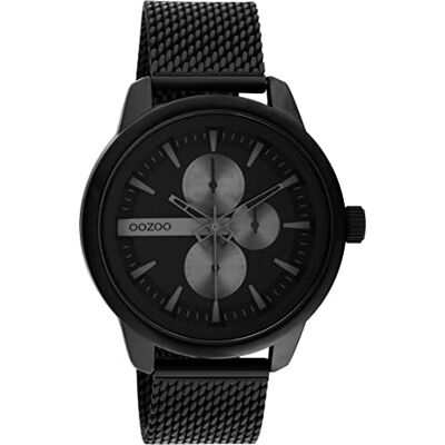 Oozoo Timepieces Montre pour homme Avec bracelet en maille métallique de 20 mm de large Montre de qualité supérieure pour homme Élégante montre analogique ronde, noir/noir, groß, Bracelet Oozoo Timepieces Montre pour homme Avec bracelet en maille métallique de 20 mm de large Montre de qualité supérieure pour homme Élégante montre analogique ronde, noir/noir, groß, Bracelet