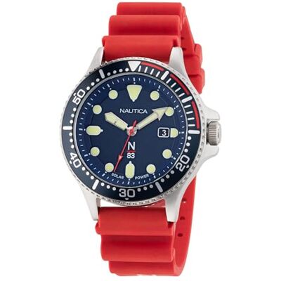 Nautica N83 NAPCBS301 Cocoa Beach Red Wheat PU Fiber Strap Montre pour homme Argenté Bleu/Rouge Ton argenté/bleu/rouge, Argenté/bleu/rouge, Sangle Nautica N83 NAPCBS301 Cocoa Beach Red Wheat PU Fiber Strap Montre pour homme Argenté Bleu/Rouge Ton argenté/bleu/rouge, Argenté/bleu/rouge, Sangle